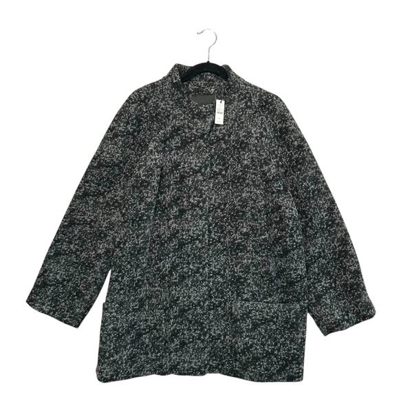 Talbots Tweed Button Front Jacket NWT Women's Sz 3X Black Gray Wool Timeless - Picture 1 of 6